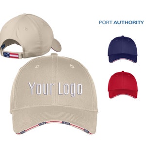 Port Authority® Americana Flag Sandwich Cap C829, Custom Hats, Embroidery Hats, Monogram Hats, Business, Baseball Teams, Personalized.