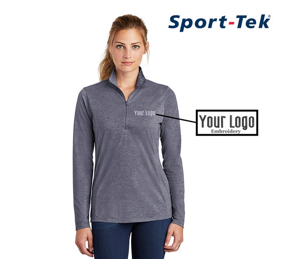 Sport-tek ® Ladies Posicharge ® Tri-blend Wicking 1/4-zip Pullover LST407,  Custom Polo, Embroidery Polo, Personalized Gifts, Custom Logo. 