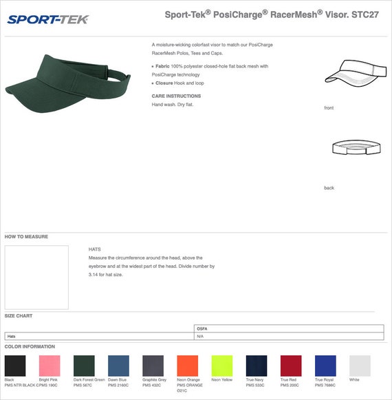 Sport Tek Youth Size Chart