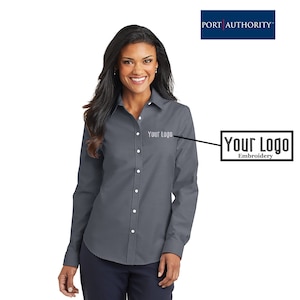 Port Authority® Ladies SuperPro™ Oxford Shirt  L658, Custom Shirt, Embroidery Shirt, Business Shirt, Personalized gifts, Custom Logo.