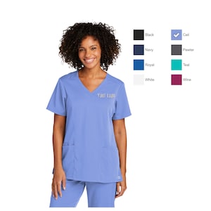 WonderWink® Women’s Premiere Flex™ V-Neck Top WW4168 / Custom Medical/Scrubs / Embroidery Medical/Scrubs/ Monogram Medical/Scrubs