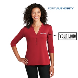 Port Authority ® Ladies UV Choice Pique Henley LK750, Custom Polo, Embroidery Polo, Business Polo, Personalized Gifts, Custom Logo.