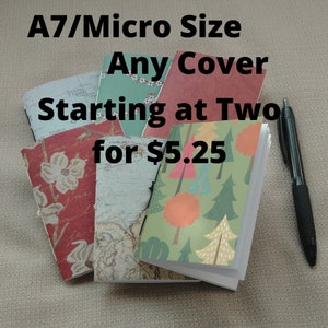 A7/Micro Midori Inserts - Traveler's Notebook - Sketchbook - Hand Sewn - You Choose Any Cover - Blank/Grid/Dot Grid