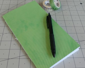 Green Stripes Traveler's Insert/Midori Refill/Sketchbook- Passport/Field Notes/Personal/B6/Slim/A6/Standard/A5- Lined/Grid/Blank/Dot - #188