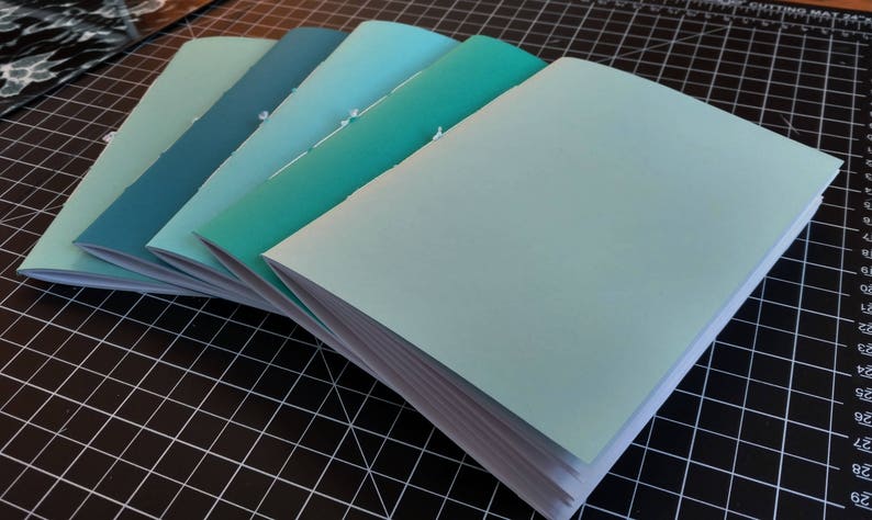 Blue/Teal Set of 5 Traveler's Insert/Midori Refill/Sketchbook-A7/Passport/Field Notes/Personal/B6/Slim/A6/Standard/A5-Lined/Grid/Blank/Dot image 2