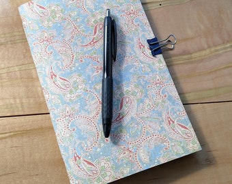 Blue/Red Paisley Traveler's Insert/Midori Refill/Sketchbook- Passport/Field Notes/Personal/B6/Slim/A6/Standard/A5- Lined/Grid/Blank/Dot-#491
