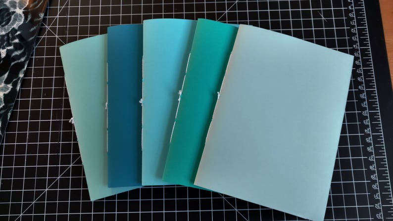 Blue/Teal Set of 5 Traveler's Insert/Midori Refill/Sketchbook-A7/Passport/Field Notes/Personal/B6/Slim/A6/Standard/A5-Lined/Grid/Blank/Dot image 1