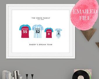 Personlig familje-PDF | Fotbollsfamilj | Fotbollsfamiljetryck | Fotbollstryck | Fars dag-present | Personlig familj | Pappapresent