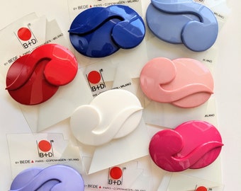 Vintage B+D by BEDE Buch Deichmann Poppy Wave Hair Barrette, Bright Colorful Clip, 80s 90s Accessory
