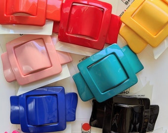 Buckle Shaped Vintage Hair Barrette, B+D BY BEDE Buch Deichmann Plastic Hairpin - Style SWING - 80's/90's Hair Accessory, Rare Unique Gift