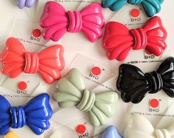 B+D Bow Vintage Hair Barrette, Buch Deichmann B+D BY BEDE, Plastic Hair Clip, Style Lovely Bow, 80's 90's Hair Accessory Rare, Colorful