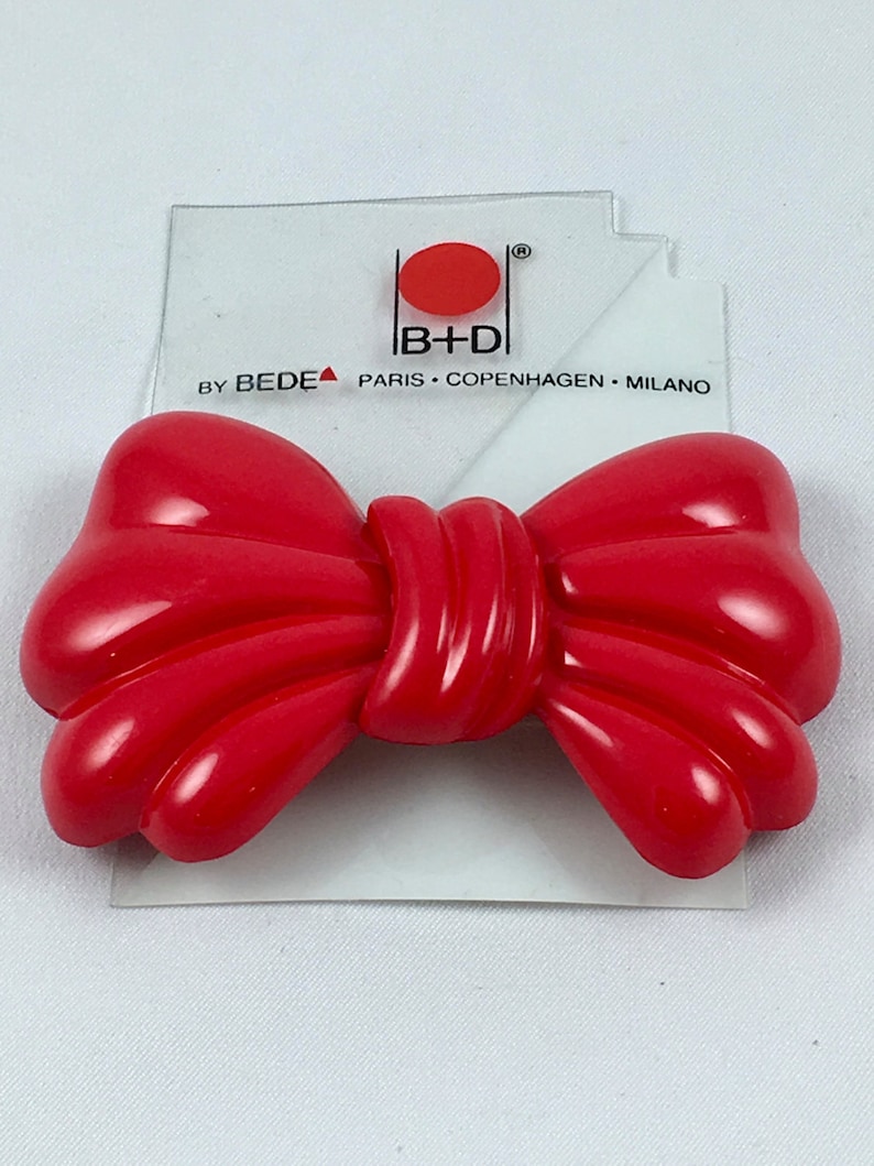 Vintage Bow 80er Selten Von Jahren Schöne Haar Accessoire Stil 90Einzigartiges DeichmannRot Bedebuch Kunststoff BD HaarspangeClip Aus 3Aq4Rc5jL