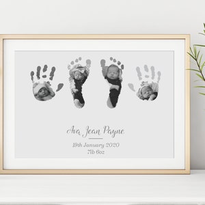 DIGITAL FILE Custom Baby Handprint & Footprint Photo Print – New Baby Gift, Personalised Keepsake for New Parents, Nursery Wall Art