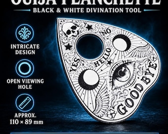 Planchette de ouija blanca y negra para investigaciones y vigilias paranormales de espíritus y fantasmas y adivinación.
