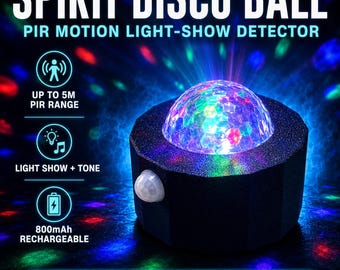 ¡BOLA DE DISCO ESPIRITUAL! - Dispositivo de espectáculo de luces con sensor PIR de movimiento / detector para equipos paranormales para investigaciones / caza de fantasmas / vigilias