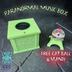 Paranormal MUSIC BOX - Investigation kit for ghost / spirit hunters / investigators. Music Box with FREE cat ball & stand.