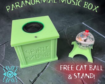 Paranormal MUSIC BOX - Investigation kit for ghost / spirit hunters / investigators. Music Box with FREE cat ball & stand.
