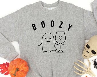 Super Soft Halloween Sweatshirt, Funny Halloween Shirt, Cute Halloween Shirt, Wine, Boo, Halloween Ghost Shirt, Halloween Outfit, Spooky