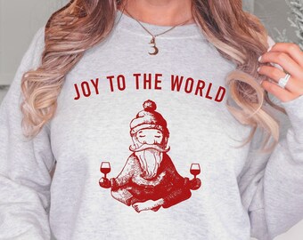 Cute Santa Sweatshirt, Christmas Wine Shirt, Ugly Christmas Sweater Party, Holiday Sweatshirts, Funny Wine Shirt, Xmas Shirt, Namaste, Yoga