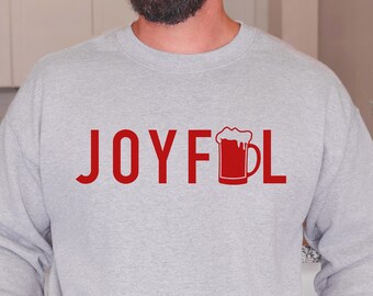 Joyful Beer Christmas Sweatshirt, Christmas Drinking T Shirts, Funny Beer Shirts, Matching Christmas Shirts for Couples, Beer Xmas Shirts