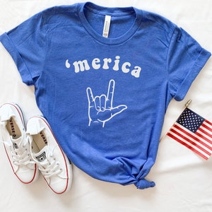 4th of July Shirts, 'Merica, Patriotic Shirts, Rock On Shirts, America Shirts for Women, July Fourth Tees, Womens 4th of July, America Tees Blue