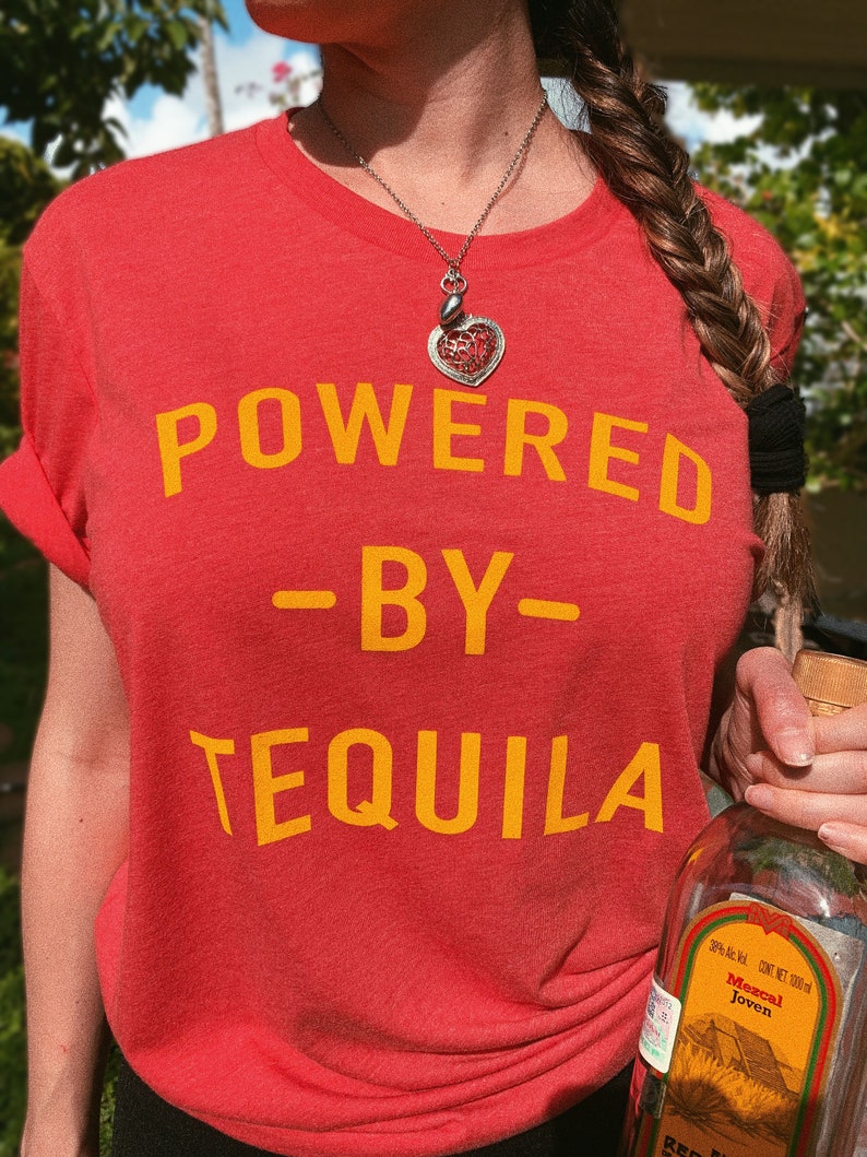 Powered by Tequila Retro Tees Cute Tequila T Shirts Tequila | Etsy