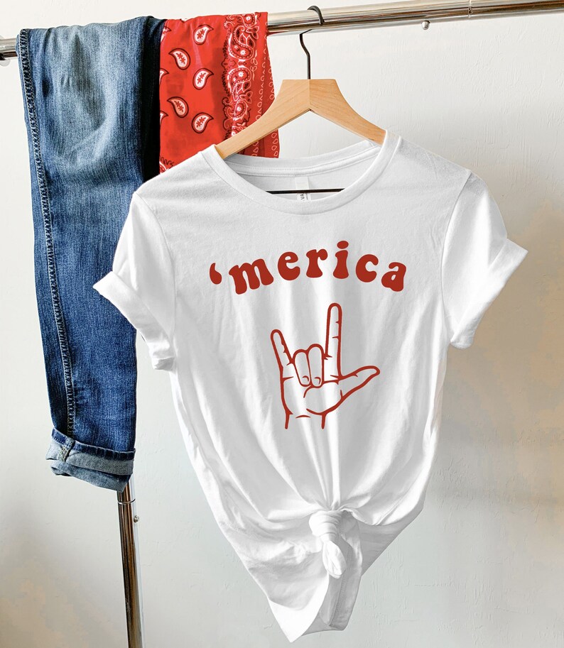 4th of July Shirts, 'Merica, Patriotic Shirts, Rock On Shirts, America Shirts for Women, July Fourth Tees, Womens 4th of July, America Tees White