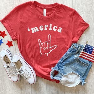 4th of July Shirts, 'Merica, Patriotic Shirts, Rock On Shirts, America Shirts for Women, July Fourth Tees, Womens 4th of July, America Tees Red