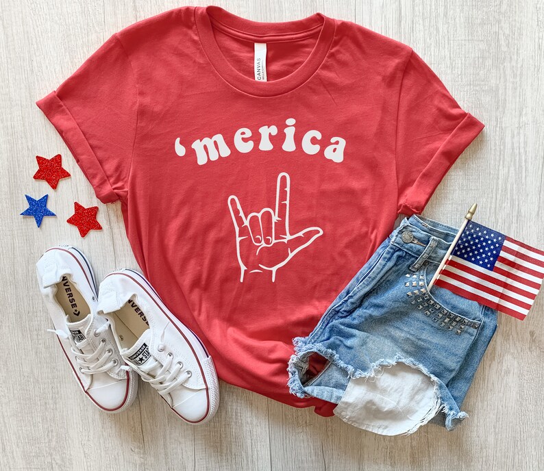 4th of July Shirts, 'Merica, Patriotic Shirts, Rock On Shirts, America Shirts for Women, July Fourth Tees, Womens 4th of July, America Tees Red