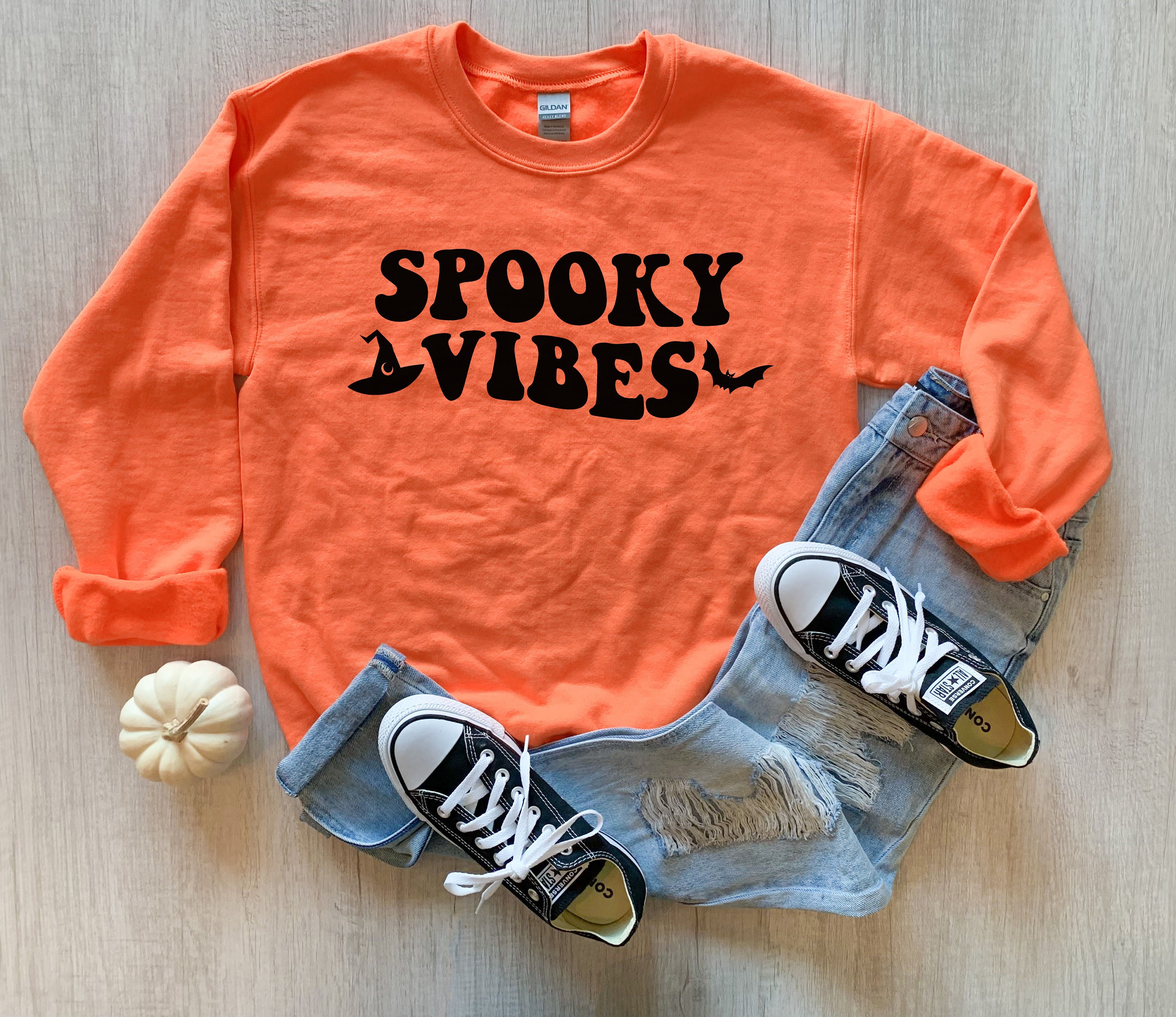 Spooky Vibes Sweatshirt Cozy Halloween Sweatshirt Cute - Etsy