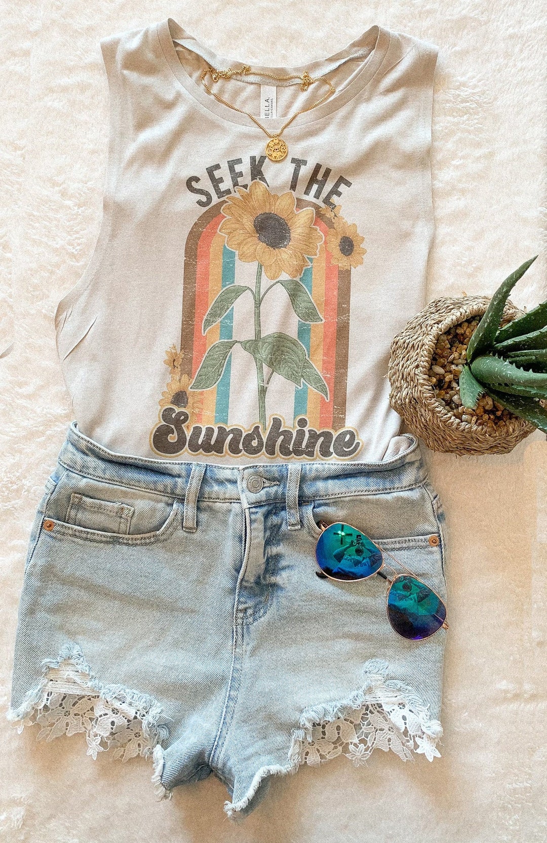 Sunshine Tank Cute Summer Tanks Sunflower Tank Top Women Etsy