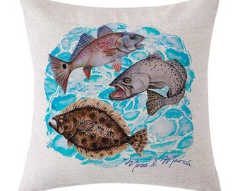 Fish Pillow- Watercolor Print