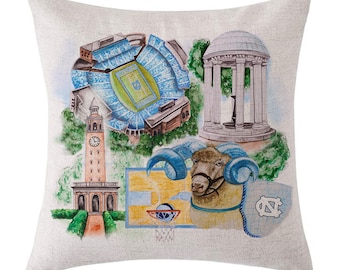 Coussin aquarelle Université de Caroline du Nord