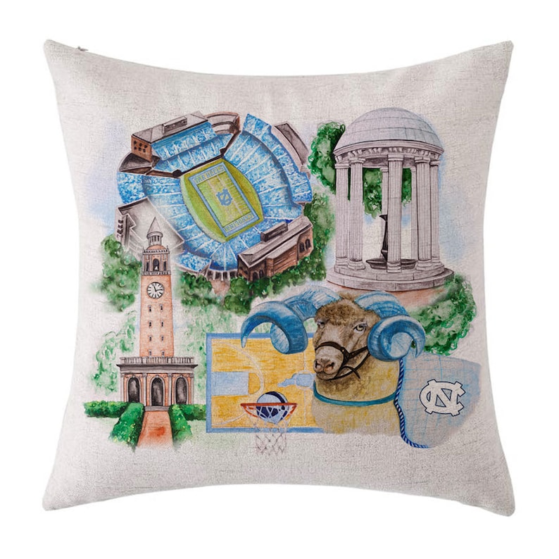 The University of North Carolina Watercolor Pillow image 1