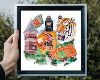 Impresión de collage de la Universidad de Clemson