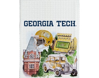 Georgia Tech Tea Towel -  Georgia Tech Tea Towel - GT Watercolor Tea Towel