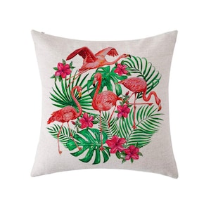 Flamingo watercolor print pillow