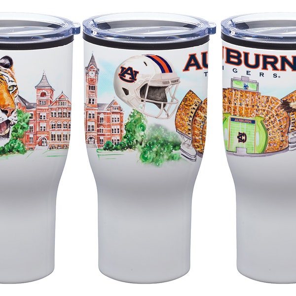 Auburn University Watercolor Cup - AU Stainless Steel Tumbler 30oz - Auburn University Tumbler