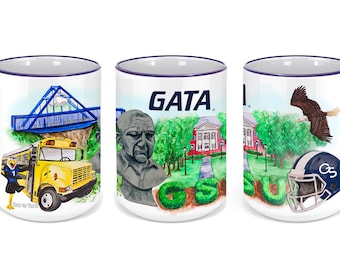 Georgia Southern University Mug - GSU Watercolor Collage Coffee Tea Mug - GSU Mug