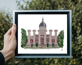 Jesse Auditorium - University of Missouri Watercolor Print - Mizzou Watercolor Print