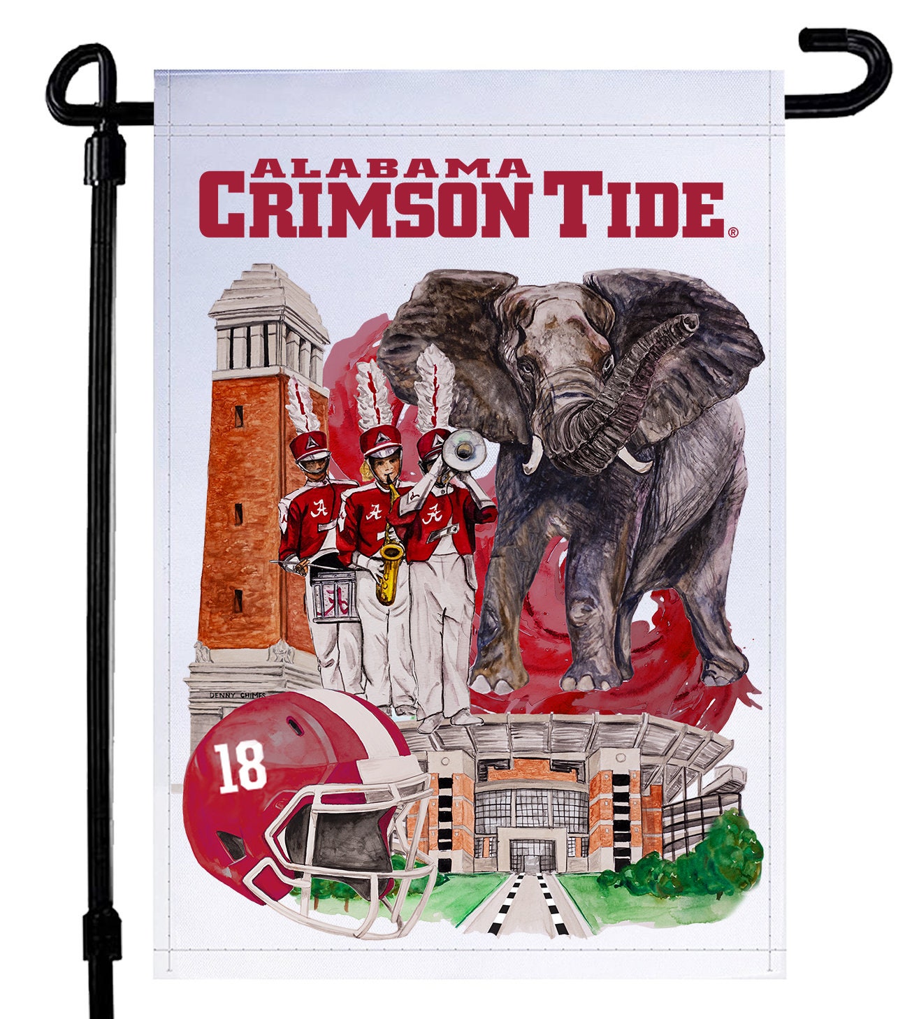 Evergreen Alabama Crimson Tide Vertical Linen Garden Flag - 18" X 12.5", Officially Licensed - View #8