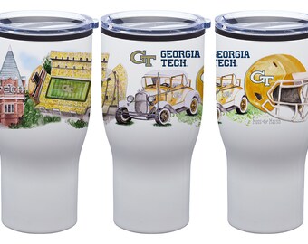 Georgia Tech Watercolor Cup - Georgia Tech Stainless Steel Tumbler 30oz - GT Tumbler