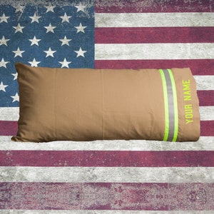 Firefighter Personalized TAN Station Pillow Case image 1