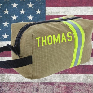 Firefighter Personalized TAN Dopp Kit Travel Cosmetic Bag