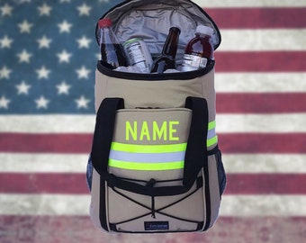 Firefighter Personalized Tan 22L Backpack Cooler