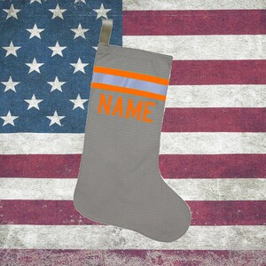 Firefighter Personalized TAN/ORANGE Fire Station Holiday Christmas Gift Stocking