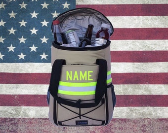 Firefighter Personalized Tan 22L Backpack Cooler