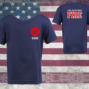 Firefighter Personalized Navy YOUTH RED Maltese Cross Shirt