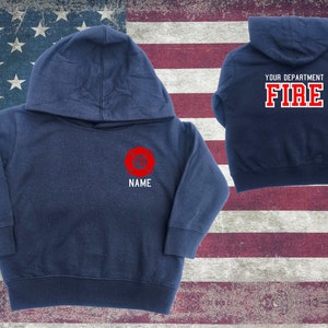 Firefighter Personalized Navy Toddler RED Maltese Cross Hoodie