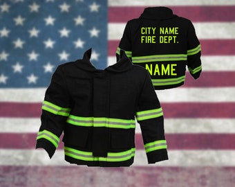 Firefighter Personalized Baby BLACK Jacket Costume with Name and Fire Department